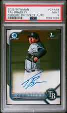Taj Bradley 2022 Bowman Chrome Prospects 1st Auto PSA 9