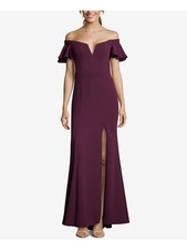 XSCAPE Womens Burgundy Short Sleeve Maxi Evening Mermaid Dress 8