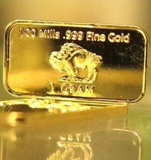 1 Gram 100 Millls .999 Fine Gold Collectors Bar 4510.00 per troy oz