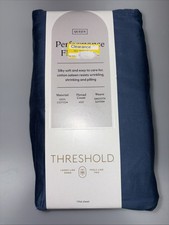 Threshold QUEEN 400 Thread Count Performance Flat Sheet Metallic Blue NEW