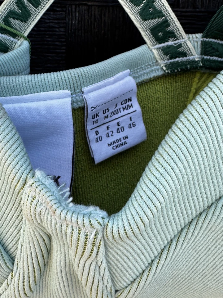 NWT Ivy Park x Adidas Bodysuit Jumpsuit Women Sz M Mint Green Yellow Beyonce  - Image 3 of 4