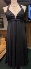 Y2K Flowy Beaded Halter Dress Black Open Back  Midi Fairy 90s Express Size Small