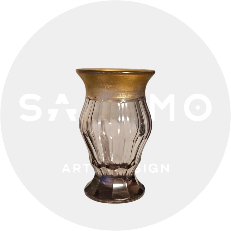 Vase soliflore en cristal de Bohême col doré – petit vase ancien or - Photo 3/4