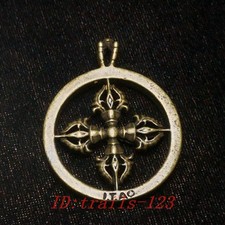 Statua pestello vajry buddismo intaglio bronzo cinese Tibet amuleto ciondolo regalo