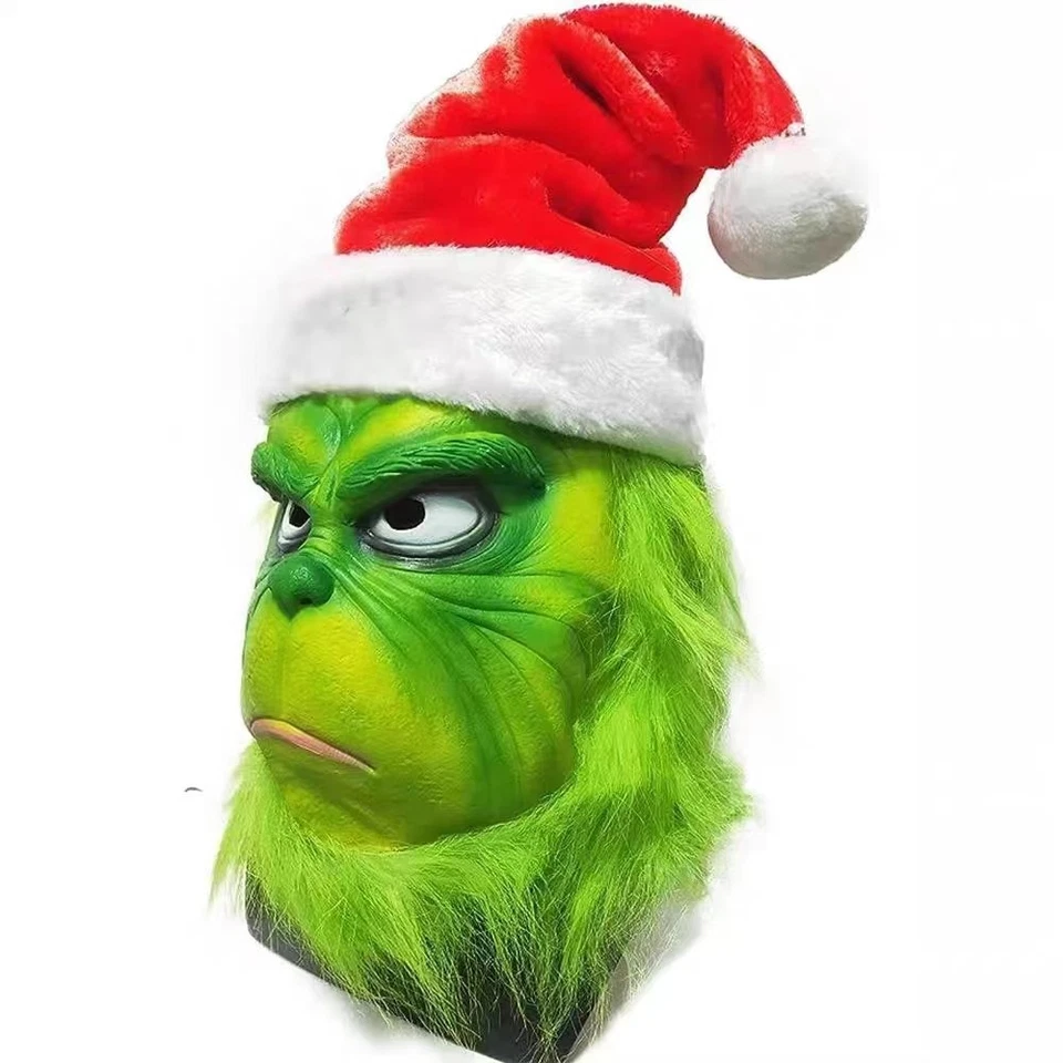 Máscara del Grinch Cabeza Completa Látex Navidad Navidad Juegos con disfraces Disfraz con sombrero Foto 2 de 4