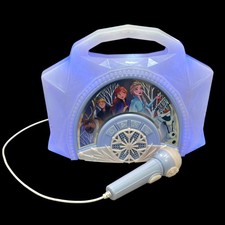 Frozen Sing Along Karaoke Boombox Bluetooth Music Lights Microphone Disney WORKS
