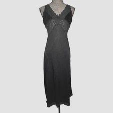 Vintage Aristocraft Full Slip Womens Large Black Lace Nylon Lingerie Made USA
