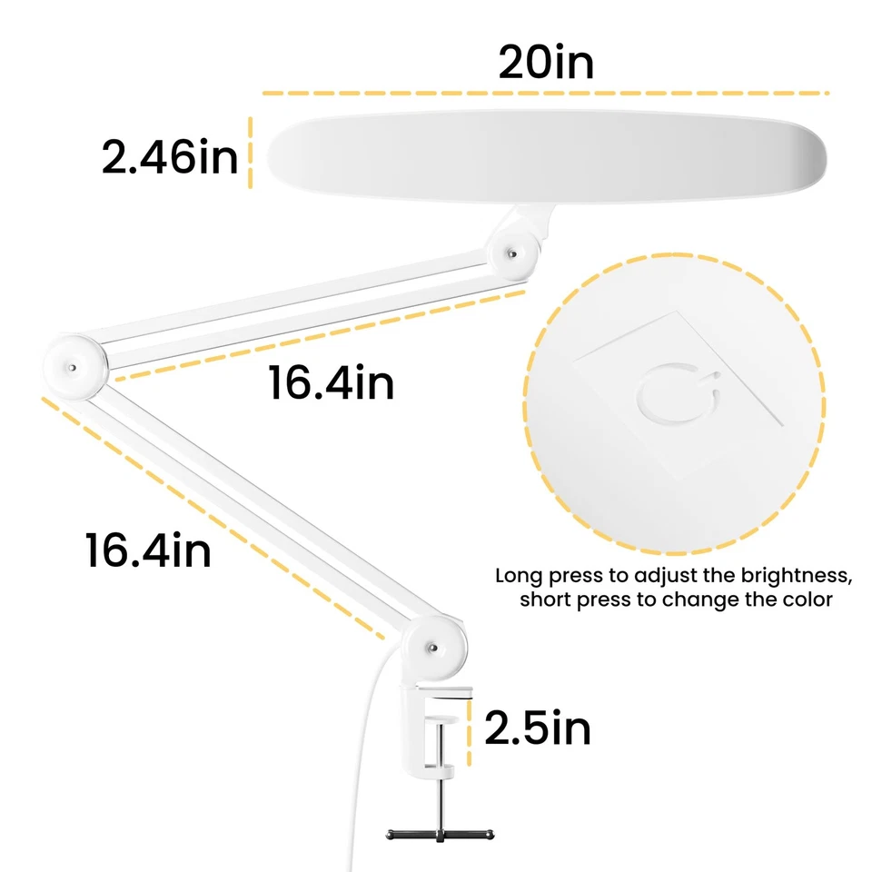 Lámpara de escritorio LED ajustable de 3000 lúmenes y lámpara de trabajo - iluminación brillante y regulable... Foto 4 de 4