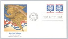 Corpus Christi, TX Ship's Eagle First Day Cover, Official 15 1988