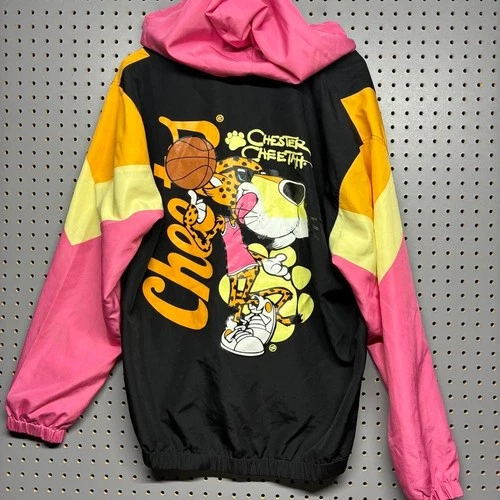 Cheetos 1/4 zip windbreaker jacket Size L mesh lined with hood adult size large video thumbnail