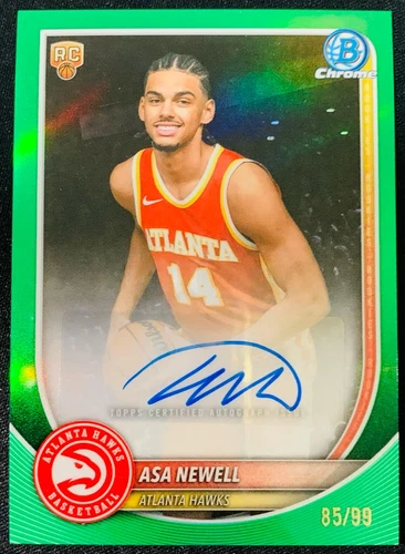 Asa Newell 2025-26 Topps Bowman Chrome 85/99 Auto Green Rookie RC #BCA-AN