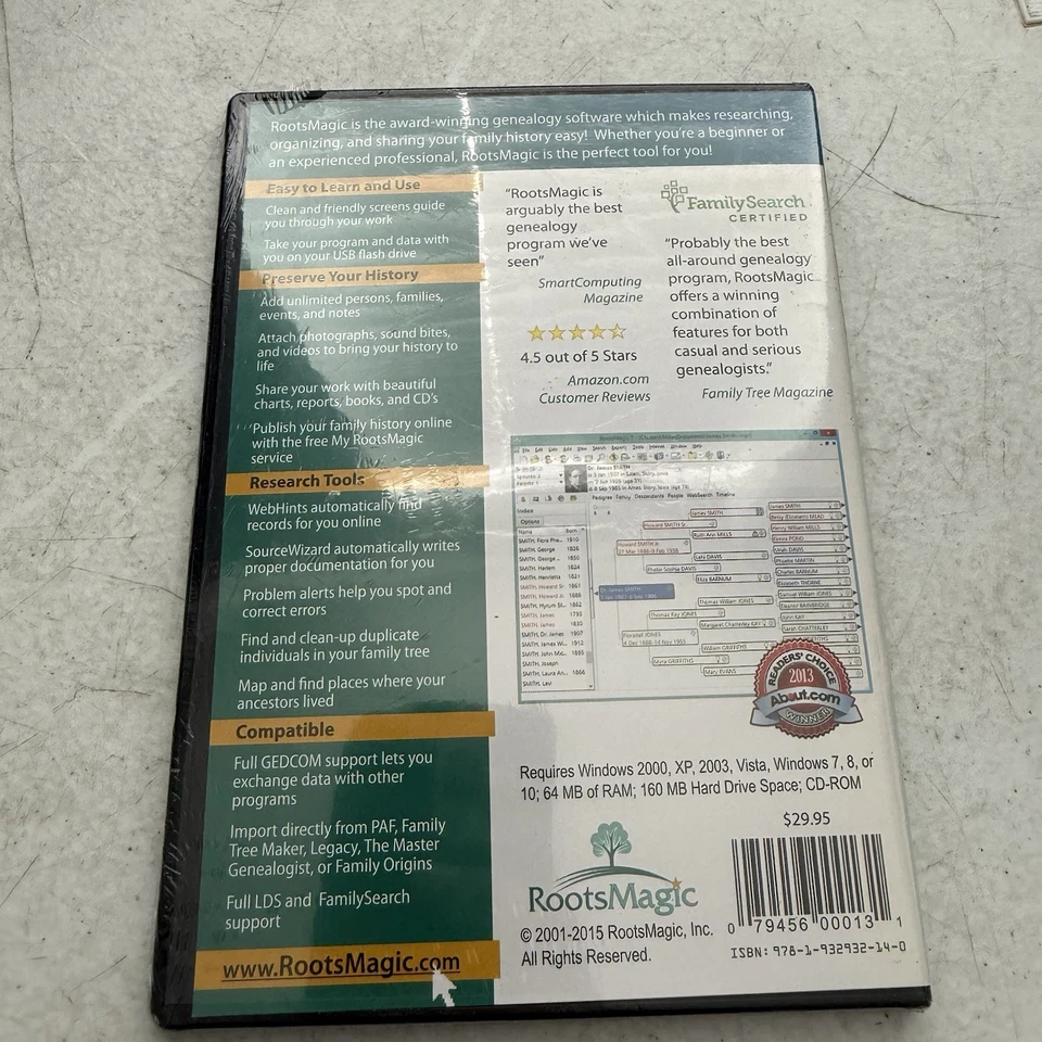 RootsMagic 7 Family Tree Genealogy CD Roots Magic 2015 New Sealed Free Shipping - Image 2 of 3