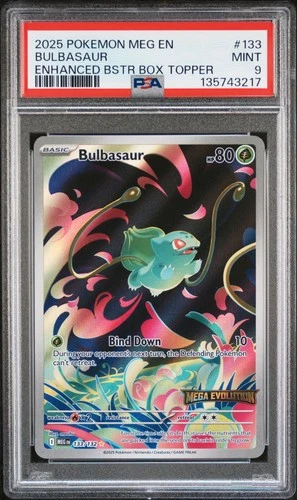2025 POKEMON MEG EN-MEGA EVOLUTION ENHANCED BOOSTER BOX TOPPER BULBASAUR PSA 9