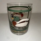 Vintage Federal Glass Mallard Duck Lowball Whiskey Glass Green Band 1970s