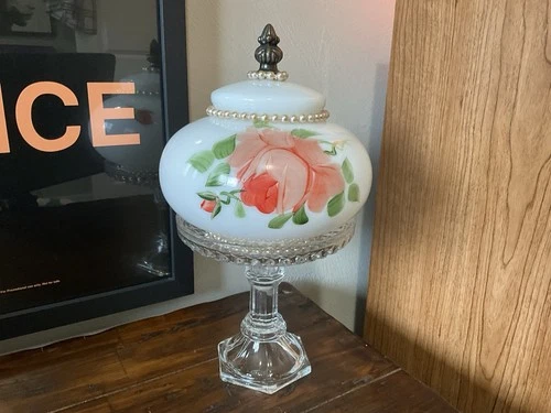Vintage HP Milk Glass Cottage Chic Art Deco Fairy Lamp Light ONE OF A KIND!