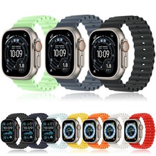 Silicone Ocean Band for Apple Watch 11 10 9 8 7 6 5 4 SE 44/45/46/49mm Ultra 3 2