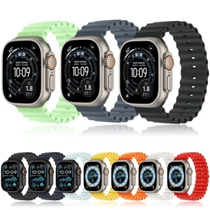 Bande de Silicone Ocean pour Apple Watch 11 10 9 8 7 6 5 4 SE 44/45/46/49mm Ultra 3 2