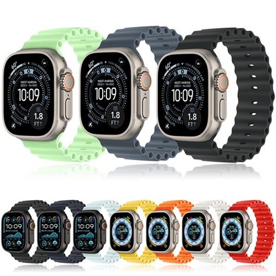 Silicone Ocean Band for Apple Watch 11 10 9 8 7 6 5 4 SE 44/45/46/49mm Ultra 3 2
