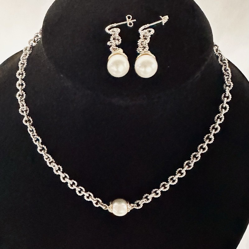 David Yurman Set South Sea Pearl 18k 925 Diamonds 2004 Retired Collection NIB