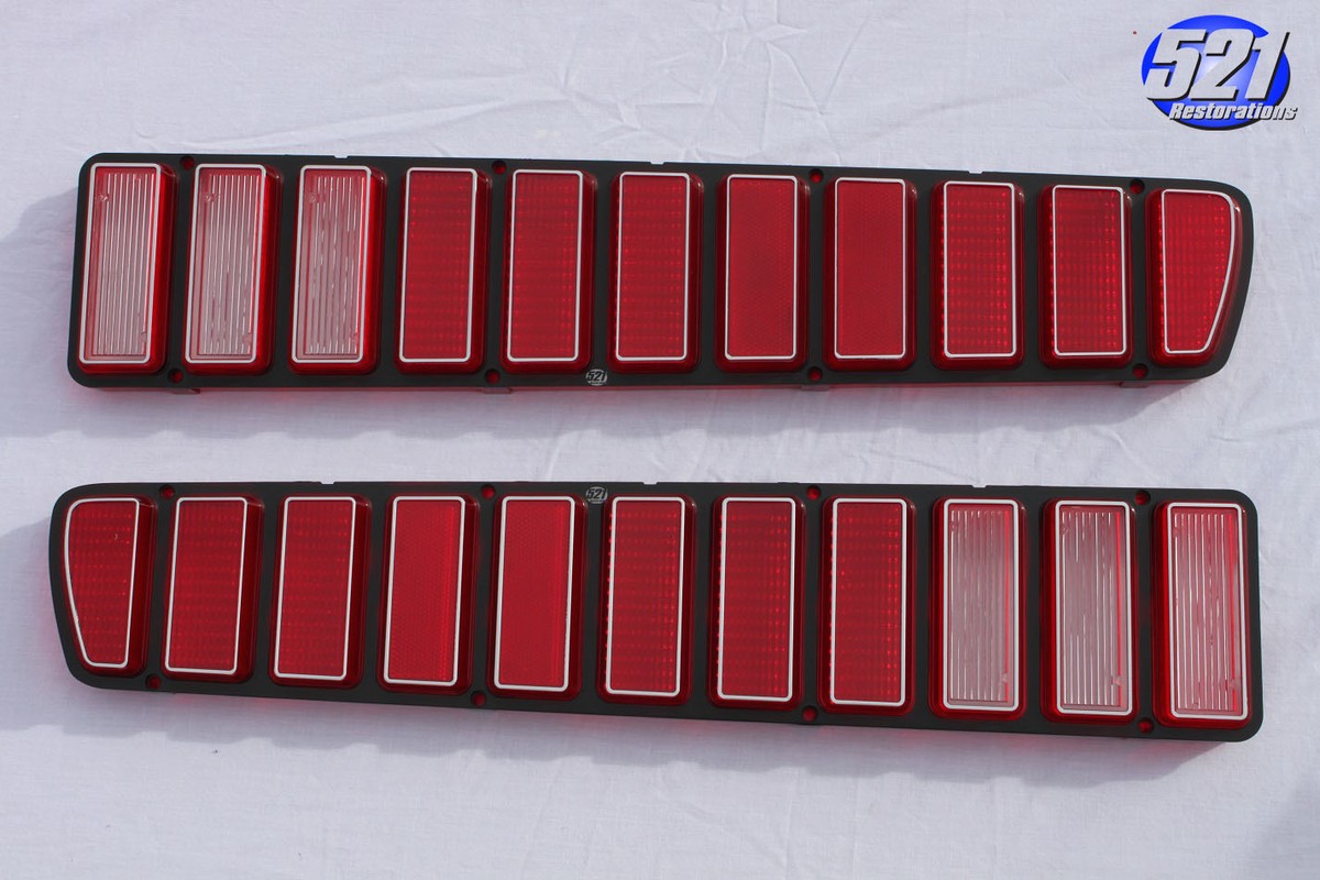 Tail Light Lens Lenses Silver Trim NEW Pair Fits 73 74 Dodge