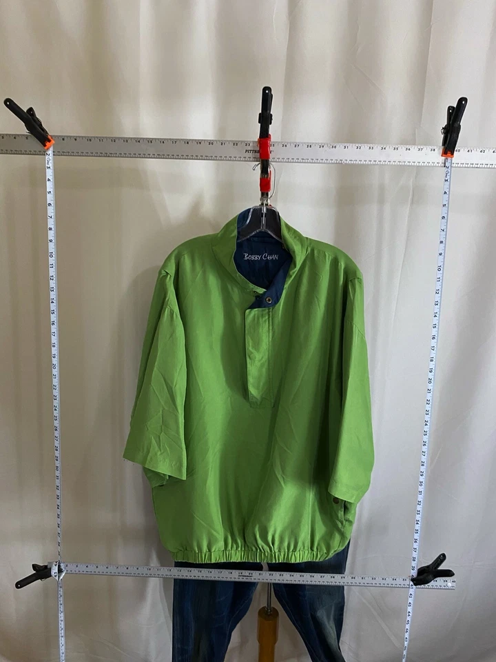 Camisa SUÉTER de Golf Bobby Chan Verde Seda Cremallera XL Extra Grande Foto 2 de 4