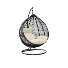Rattan Swing Egg Chair Garden Hanging Indoor Outdoor Patio Hammock with Cushion