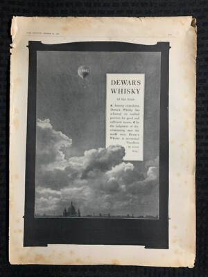 1906 JOHN DEWAR & SONS SCOTCH WHISKEY 12x16.5'' Print Ad VG 4.0 of High Repute