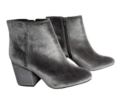 Aldo ankle boots light grey velvet, side zipper, size