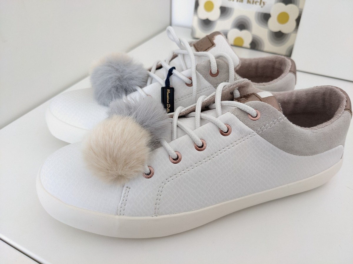 Plimsolls Pom Pom Trainers Womens Flat Pom Pom Trainers Plimsolls