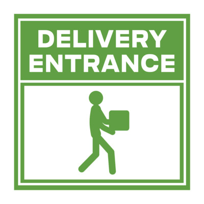 Square Plus Delivery Entrance Wall or Door Sign | Health & Safety