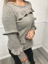 Women's Warm Sweater Pullover Ruffle Fleece Coat Casual Oversize Long Outwear