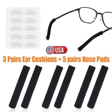 6× Eye Glasses Ear Cushions + 10× Nose Pads Set Anti-Slip Glasses Accessories US