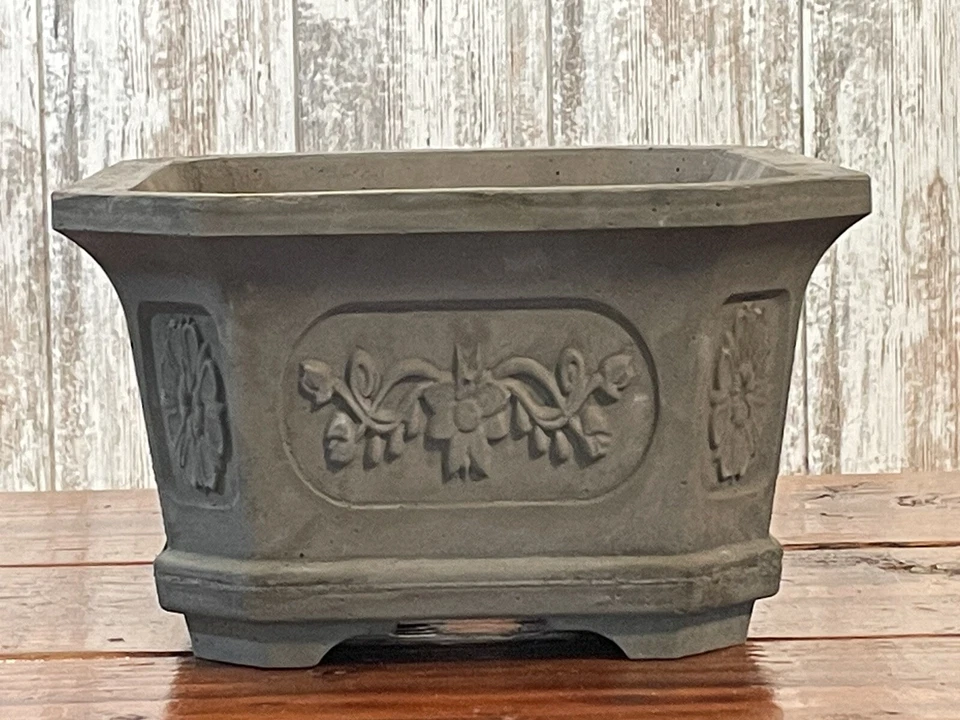 Bonsai de hormigón rectangular grande 13,75” X 10” X 5,5” color “carbón” Foto 2 de 4