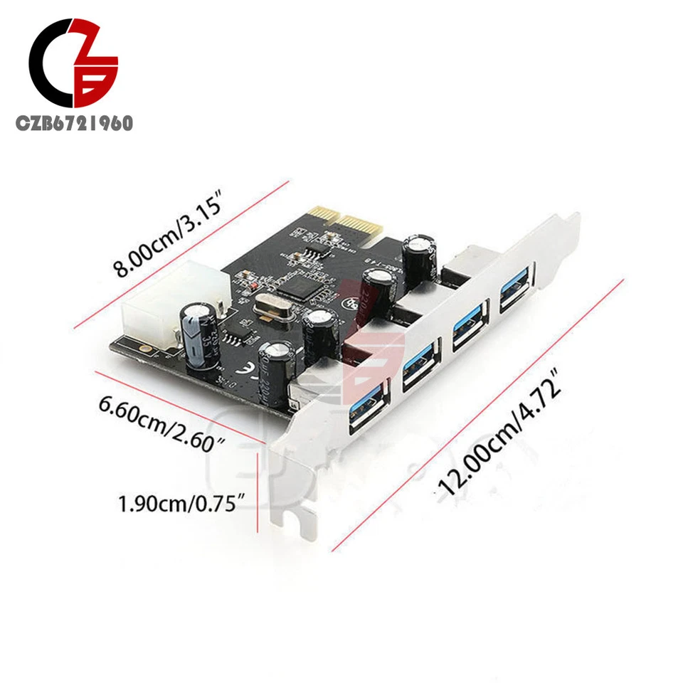 2/4/5 Ports PCI/PCI-E Express USB 2.0/3.0 10/100Mbit/s RJ45 Hub Card Adapter - Image 4 of 4