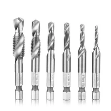 HSS Metric Hex Shank High Speed Steel Spiral Flute 2-in-1 Combination Drill a...