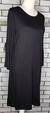 NWT LOFT Outlet Lounge Women's Shift Dress Small Black 3/4 Sleeve Casual Soft