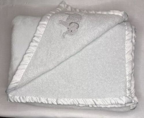 Vintage Carter's Elefante Azzurro Morbido Bambino Lovey Coperta Raso Bordo Sicurezza - Foto 2 di 7