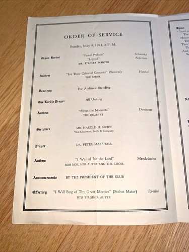 CHICAGO SUNDAY EVENING CLUB Programm 8. Mai 1941 @ Orchestersaal - Bild 2 von 4