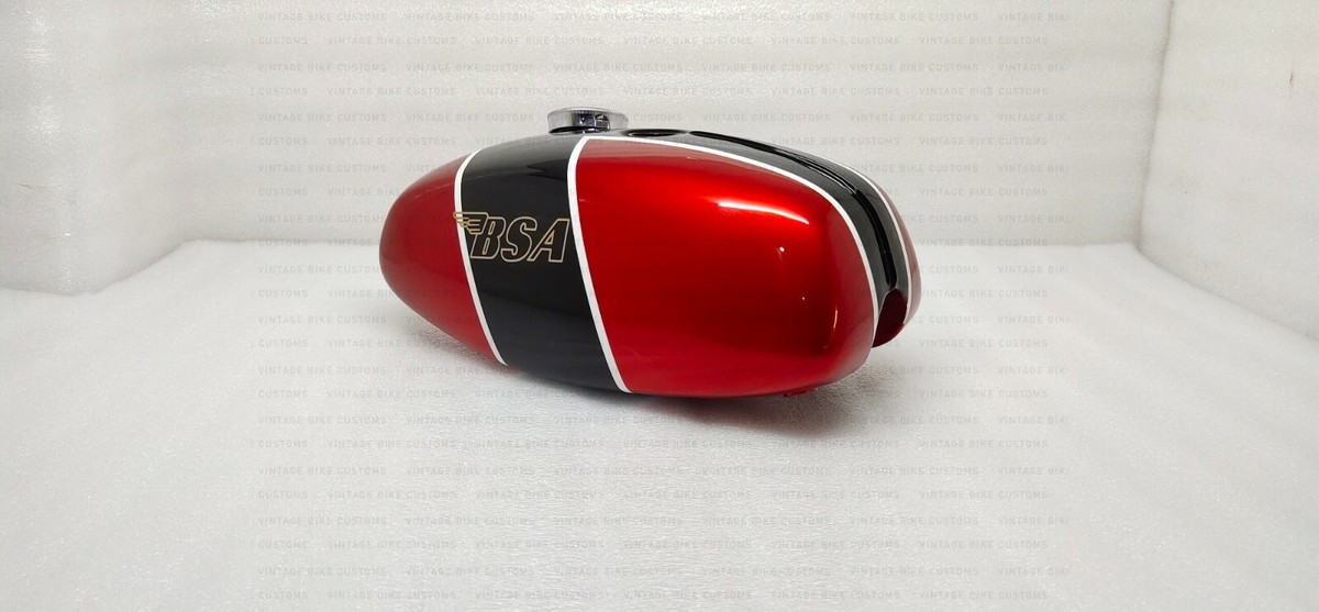 Gas Tank For Bsa B25 B50 Tr25 1971-73 D355 In Red And Black Paint 