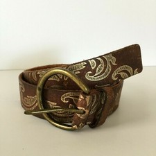 Women's Boho Festival Leather Belt with Gold Detail Size M Brown