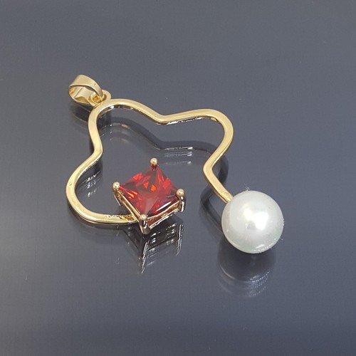 18K Gold Filled Stunning Italian Red Spinel 18ct GF Pendant 30mm - Picture 7 of 10
