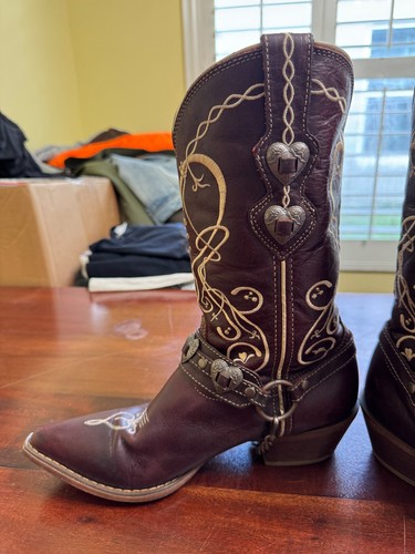 DURANGO WOMENS COWBOY BOOTS 7.5M - BROWN WITH CHAINS - Picture 3 of 12