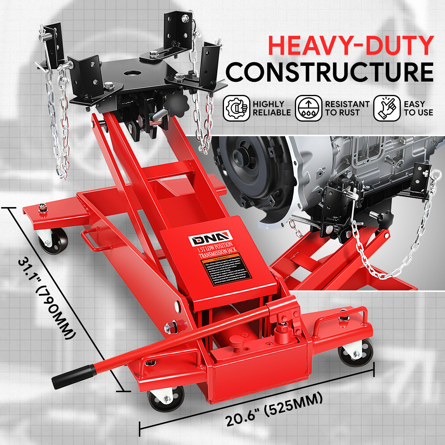 Low Profile 1.5 Ton Hydraulic Transmission Jack Car Lift Hoist w