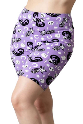 Killstar Gothic Goth Pyjamashorts Bike Shorts - Purr Off Katzen Plum
