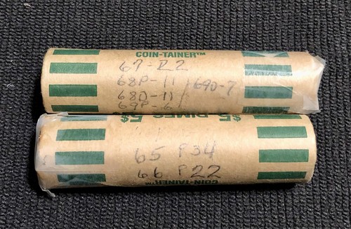 1965–1969 Roosevelt Dimes Rolls Lot P D S Mint Marks Circulated Coins Free Ship - Picture 2 of 3