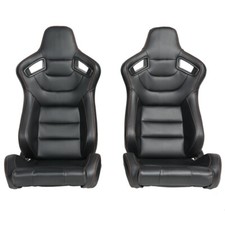 Osias 2x Universal Car Racing Seats Pvc Leather With 2 Sliders Sport Seats Black Osias 2x Universal Car Racing Seats Pvc Leather With 2 Sliders Sport Seats Black