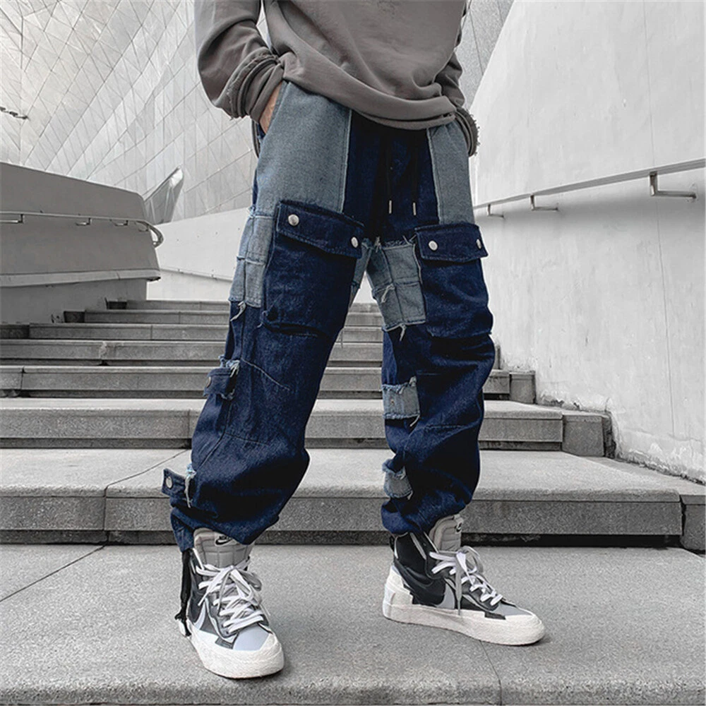 LUOBANIU Men's Loose Fit Baggy Hip Hop Cotton Denim Work Pants Straight Leg  Jeans (022 Blue, 30) at Amazon Men's Clothing store