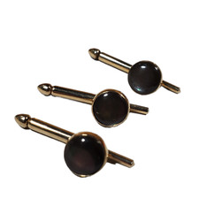 3/Set VTG Swank Shirt Tux Studs Buttons Iridescent Black Mother of Pearl