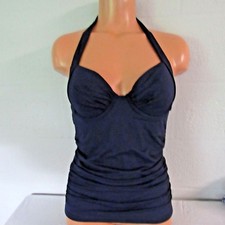 Tommy Bahama Pearl Solids UW Full Cvg Molded Cup Tankini Swim Top Mare Blue XS