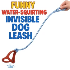 SQUIRTING INVISIBLE DOG LEASH Water Pee Joke Walking Gag Prank Toy Funny Clown